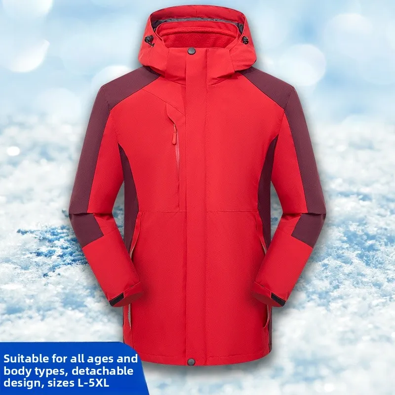 

2066 Three-in-One Detachable Outdoor Climbing Jacket Thickened Fleece Lined Two-Piece Set for Men And Women Winter Outdoor Cl...
