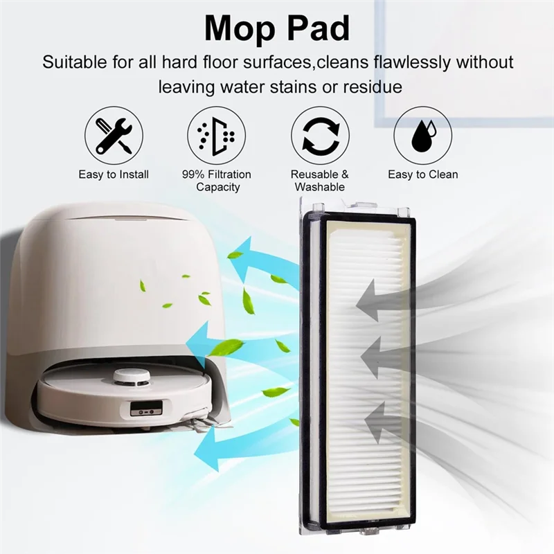 9M-запасные части для Roborock Qrevo Curve/P20 Pro, детали робота-пылесоса, основная боковая щетка, фильтры HEPA, подушечки для швабры