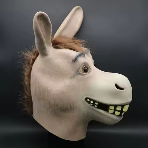 Funny Donkey Mask Masquerade Props Donkey Head Animals Masks Halloween Horror Ghost Latex Hood Cosplay Accessories
