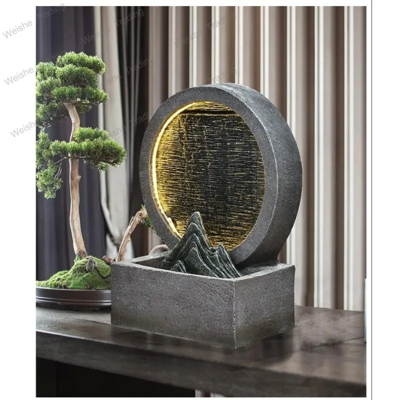 Home Decor Water Curtain Wall Indoor Outdoor Garden Waterfall Fountains Small Living Room Office Ornaments Tabletop Ornaments