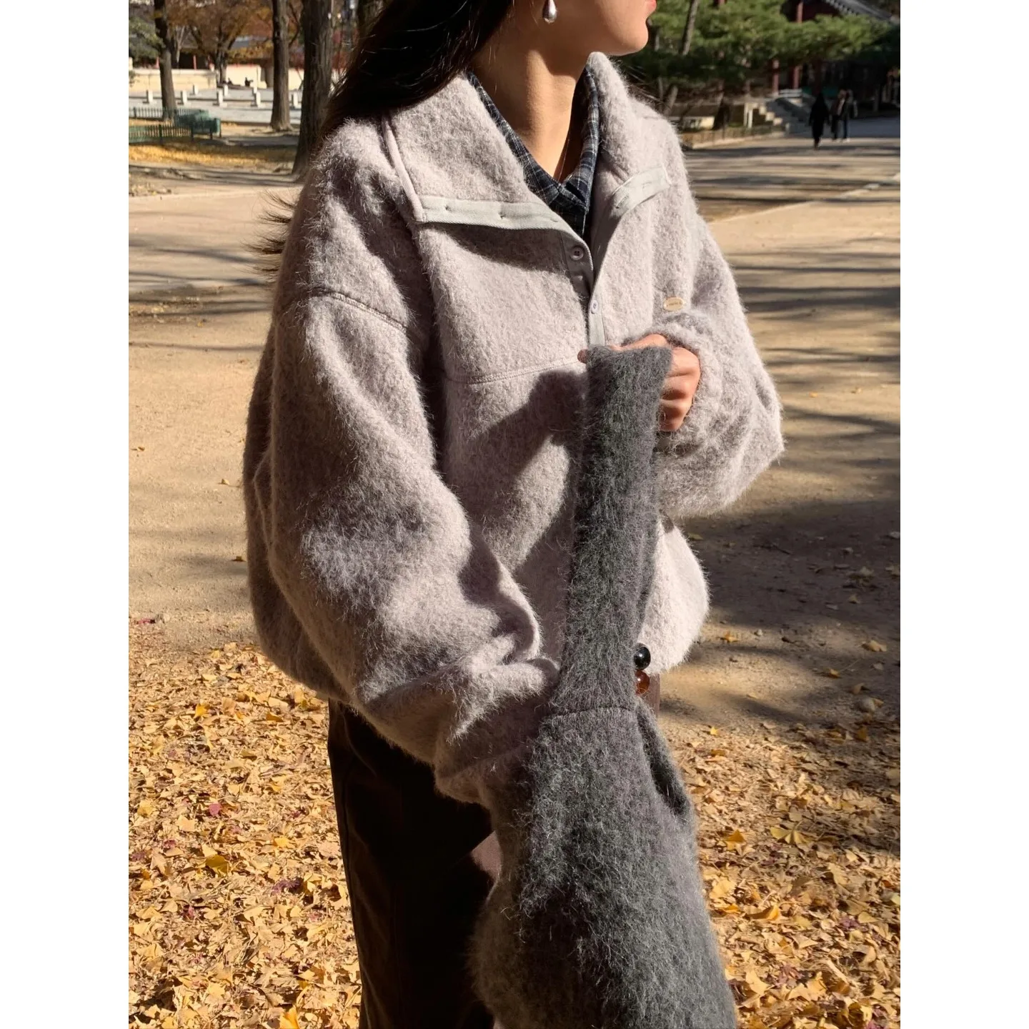 Automne hiver décontracté chaud Sweat Jaet femmes Chic Vintage col Design paresseux haut coréen Sle Streetwear