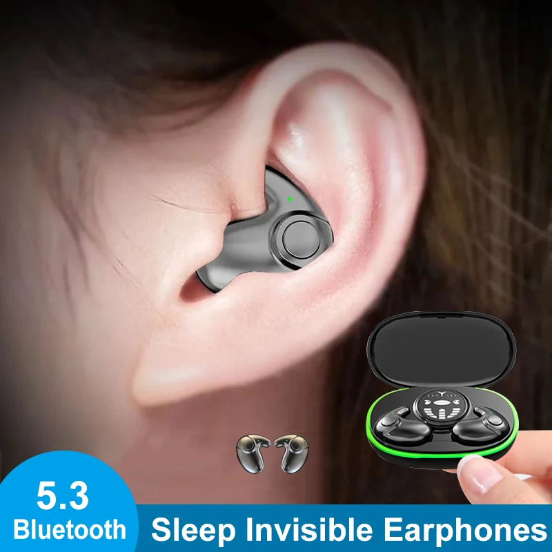 Bluetooth 5.3 Invisible Sleep Earphones Mini Wireless Headphones IPX5 Waterproof Noise Reduction Earbuds Touch Control Headsets