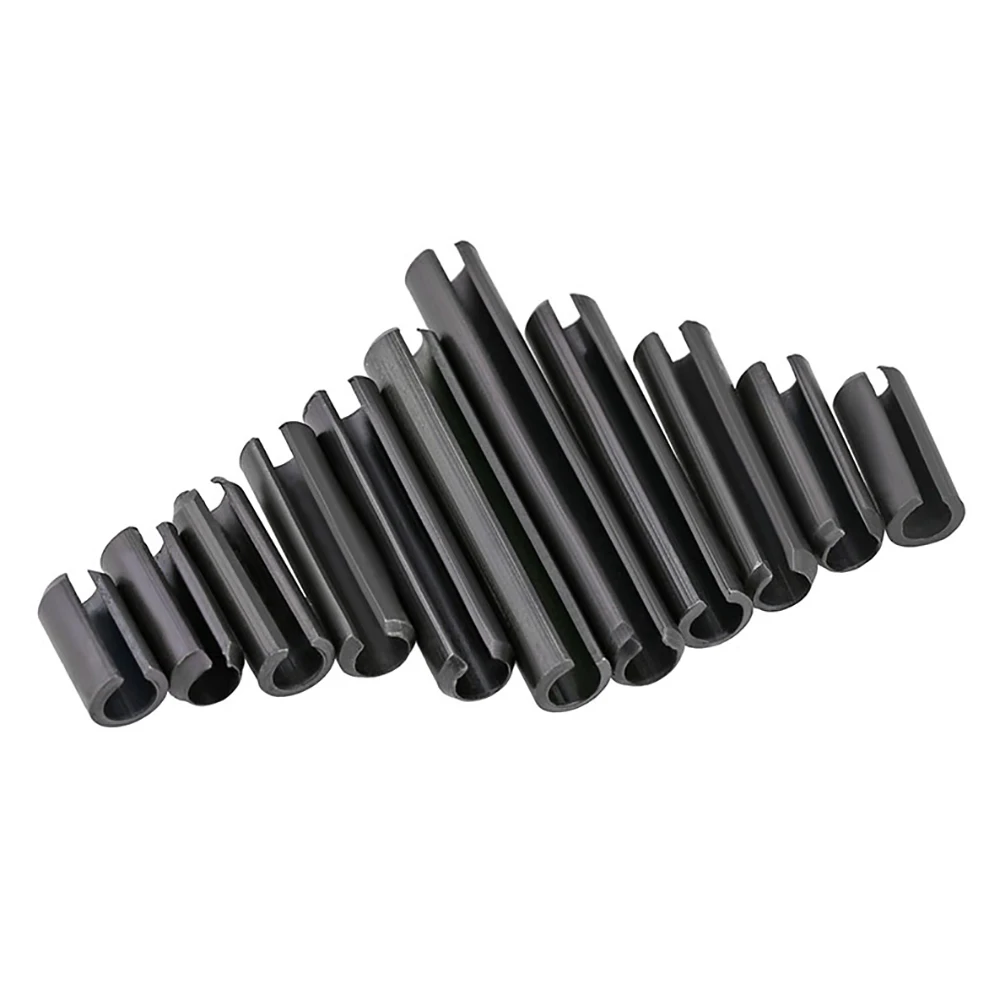 Yiqianyuan 100 sztuk GB879 M1.5x6mm ~ 20mm typ sprężyny Heavy Duty proste szpilki szczelinowa stal sprężynowa czarny ocynkowany DIN1481