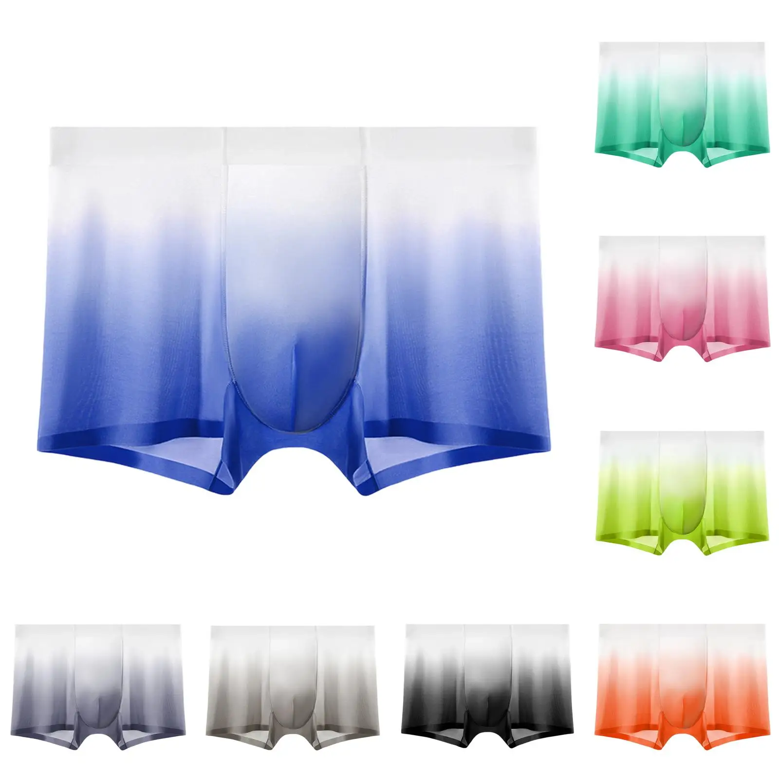 Breathable Gradient Summer Square-Cut Shorts Ice Silk Underwear Men's Close-Fitting Boxer Shorts