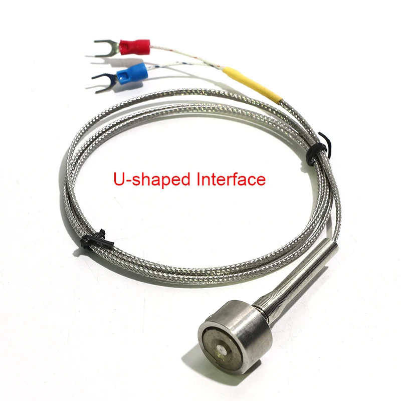 1PC U-shape Interface K Type Strong Magnetic Adsorption Thermocouple 0-350 Degree with Stainless Steel Shielded Wire