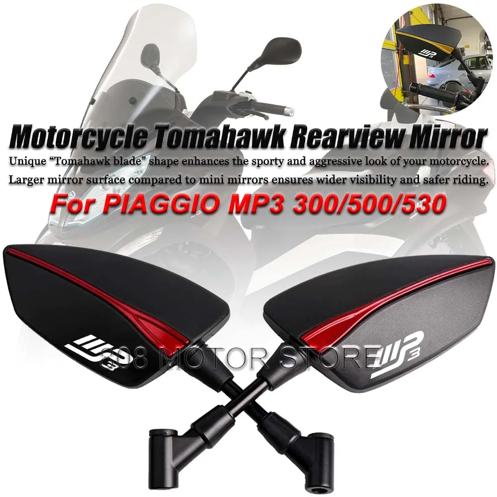 

Универсальные зеркала заднего вида Tomahawk из алюминия с ЧПУ для Piaggio MP3 300 500 530, 8 мм, 10 мм, боковые зеркала для мотоциклов