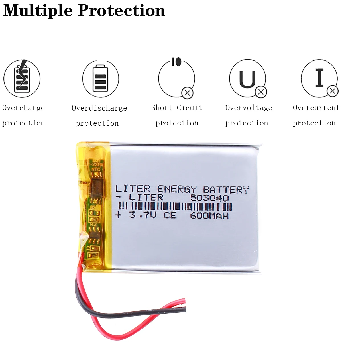 3.7V lithium polymer battery 503040 053040 Rechargeable Li-Po