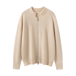 2023 Hot Sale 100% Cashmere Cardigan Women Coat Autumn Winter Warm Jacket Long Sleeve Soft Sweater Female Knitwear Outwear