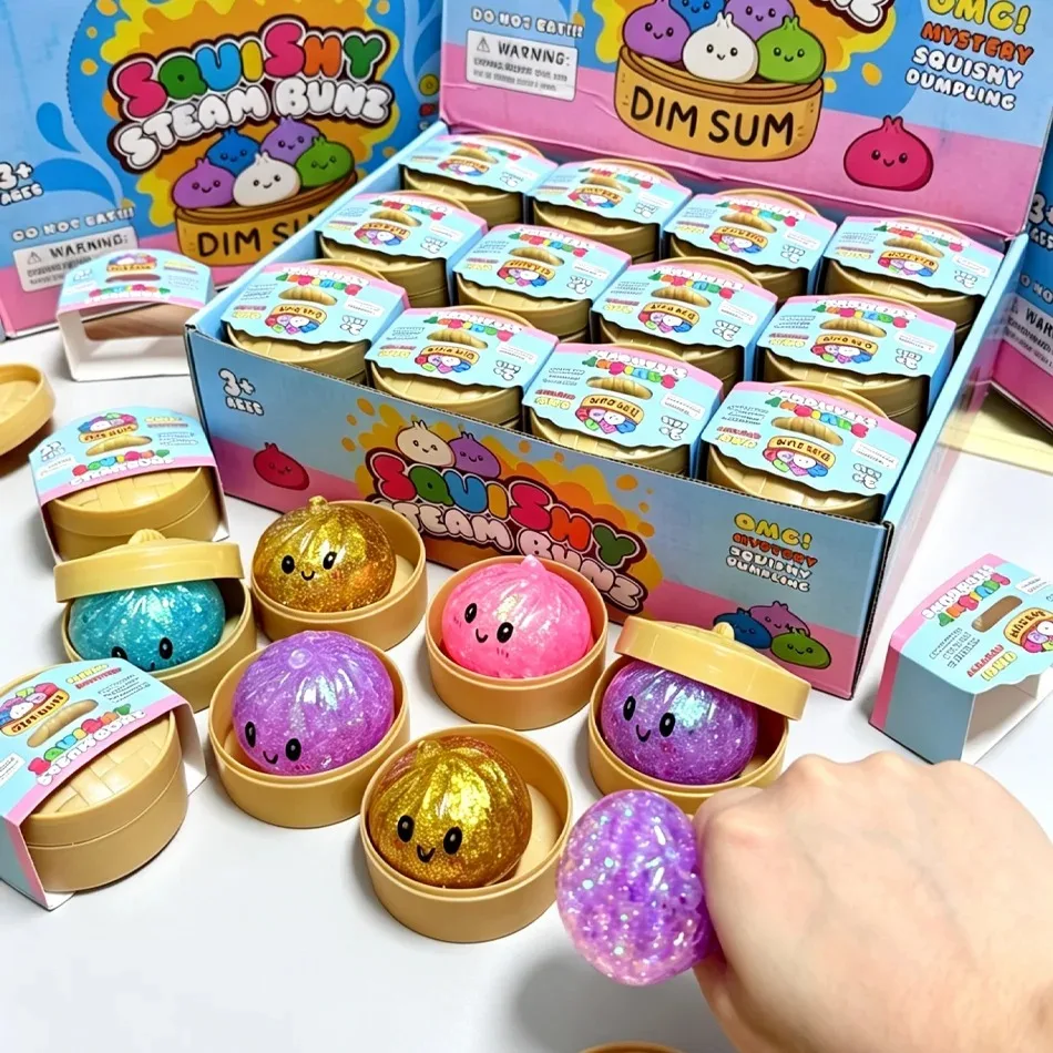 Glitter Dumpling Squishy ULTRA RARE Gold Glitter Hidden Edition Dumplings Sensory Steamer Soft TPR Dough Ball for Stress Relief view 6