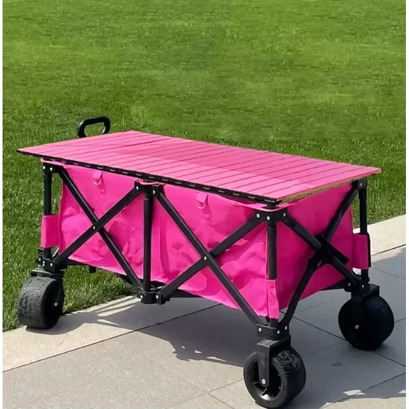 Folding Camping Table Double Bottom Lifting Picnic Desk Portable Night Market Snack Stall Mobile Vendor Cart Outdoor Gear