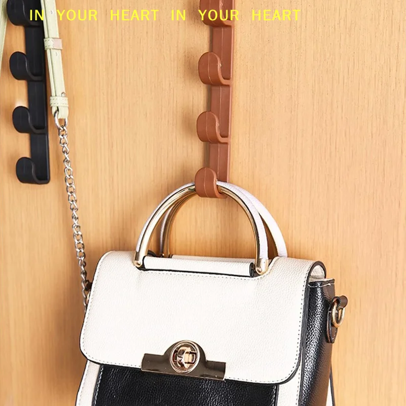 Home Bedroom Storage Organization Plastic Pure Color Rack Fivesegment Door Hook Coat Bag Towels Cap Hair Bands Seamless Holder