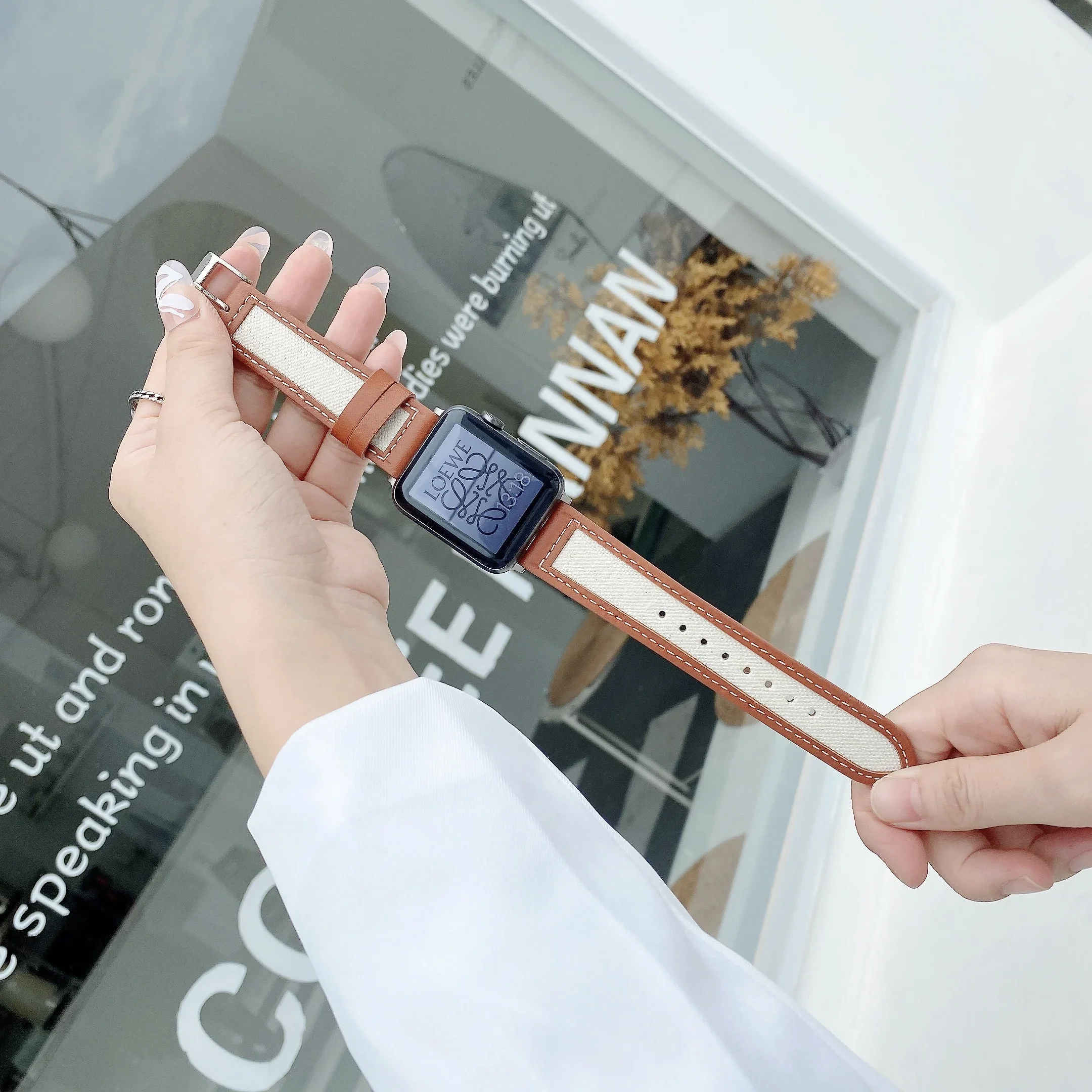 Leather+Nylon Strap for Apple Watch Ultra 49mm 9 8 7 45mm 41mm Bracelet Wristband 6 5 SE 4 44mm 40mm Series 10 46mm 42mm Band