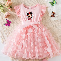 Mickey Minnie Mouse Summer Dress for Kid's Casual Clothes 3D Butterfly Cute Baby Girls Princess Dress Party Dresses 2-6 Yrs