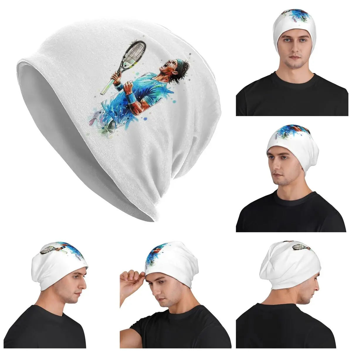 

Теплая вязаная шапка с изображением Рафаэля Надаля в стиле хип-хоп, осенне-зимняя уличная шапка, шапки для мужчин, женщин и взрослых