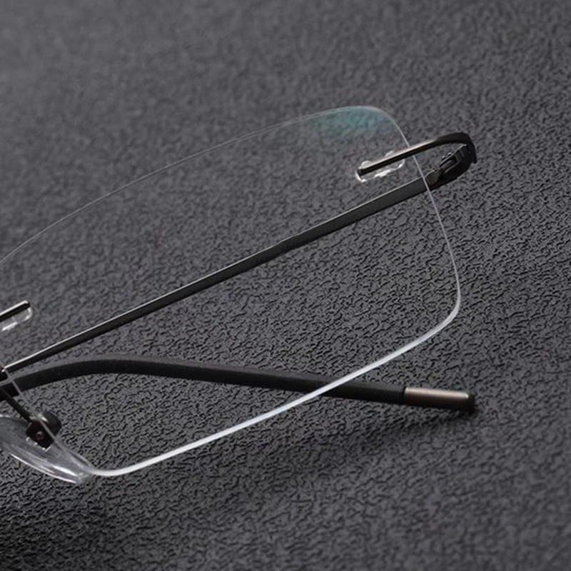 Men Anti Blue Light Blocking Reading Glasses Metal HD Lens Ultralight Frameless Eyewear Women Hyperopia Presbyopic Glasses +4.0