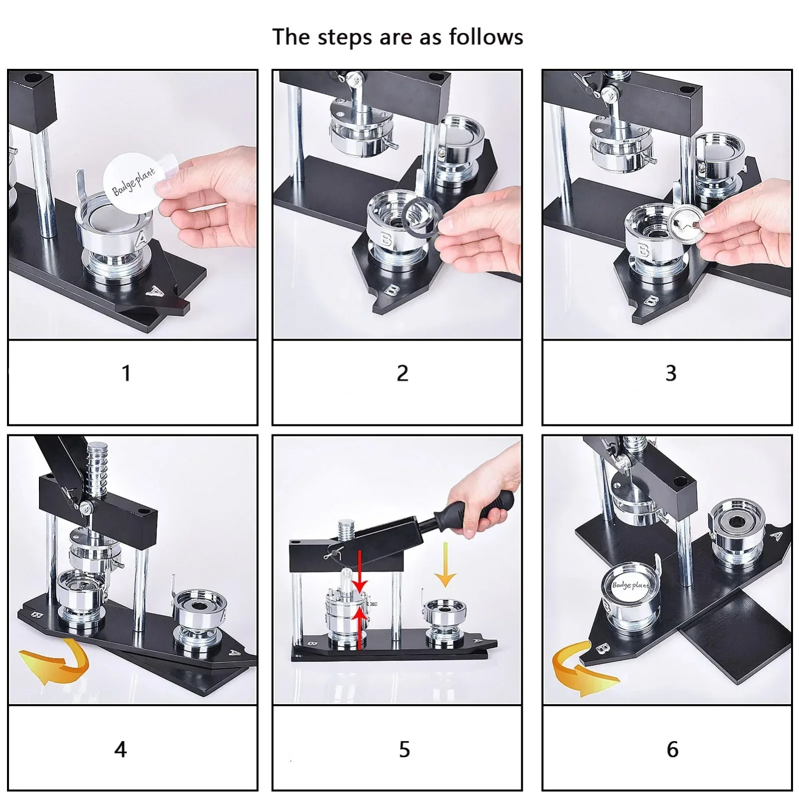 Picture 7: 25mm-75mm Button Press Button Pin Maker Machine Set with 100pcs Free Button Parts Circle Cutter DIY Round Badge Punch Maker