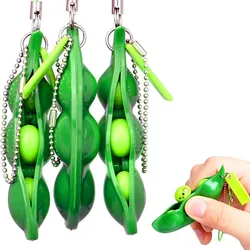 Fidget Toys Decompression Edamame Toys Squishy Squeeze Beans Keychain Cute Stress Adult Toy Rubber Girls Boys Xmas Gift