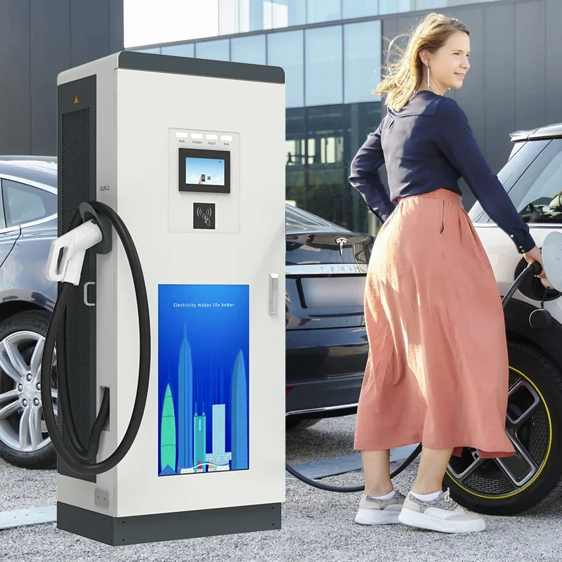 Floor Mounted Automobile Charging Pile with Advertisement Display Chademo Gbt 20kw 30kw 120kw 150kw Fast Dc Ev Charger Station