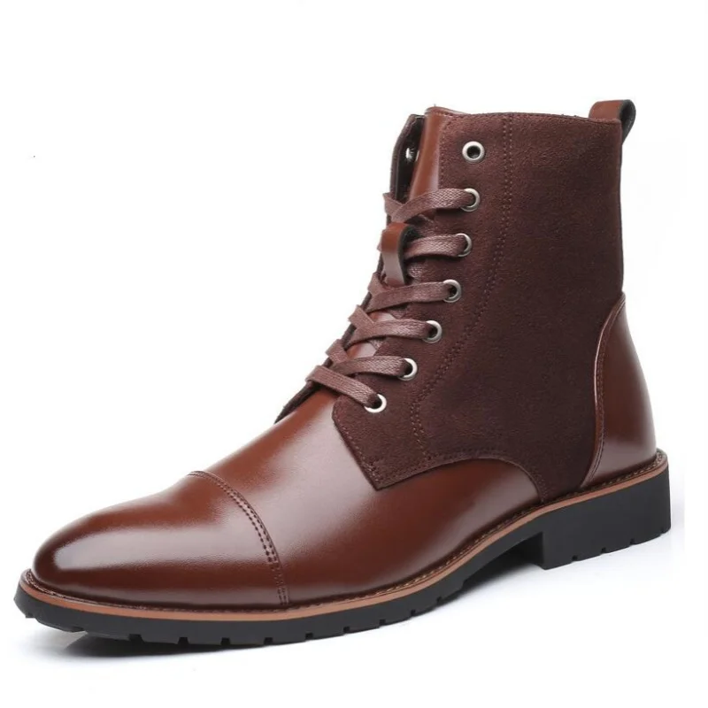 

Новые дизайнерские модные повседневные ботинки для мужчин, большие размеры, однотонные кружевные осенне-зимние ботильоны, мужские дизайнерские кожаные туфли, мужские