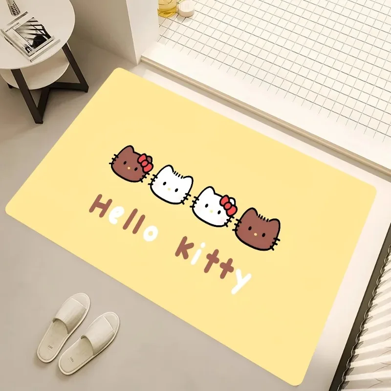 MINISO Disney Cartoon Door Mats Household Foot Mats Bathroom Absorbent H-Hello K-Kitty Non-slip Mats Kitchen Floor Mats Decor