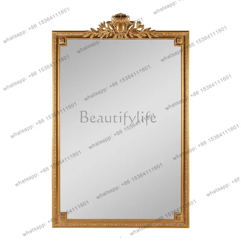 European retro carved full-length mirror clothing store special cloakroom against the wall dressing large mirror