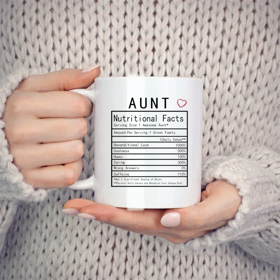 Aunt Nutritional Facts Mugs For Aunt Auntie from Nephew Niece Birthday Novelty Coffee Ceramic Tea Cups White