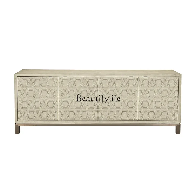 

ls 04American rural solid wood TV cabinet high modern light luxury carved living room storage cabinet