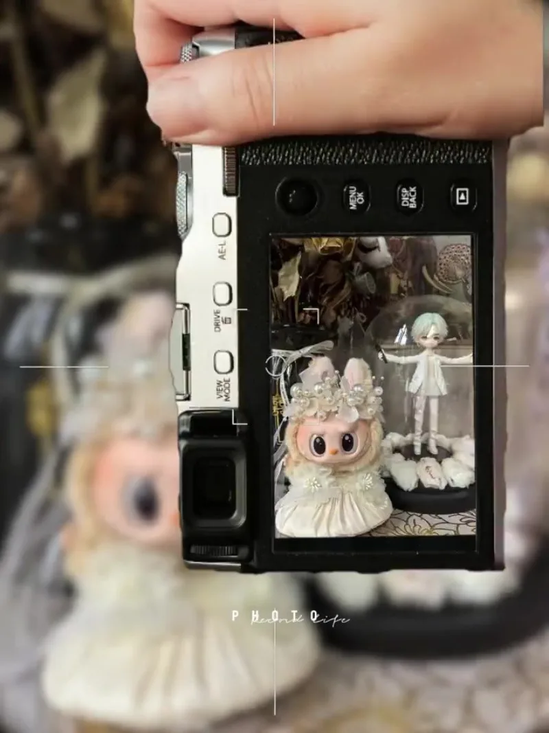For One and Two Generations of Labubu Rabub Sitting Party Vinyl Doll Blind Box Pendant Baby Clothes For Wedding Dress Skirt
