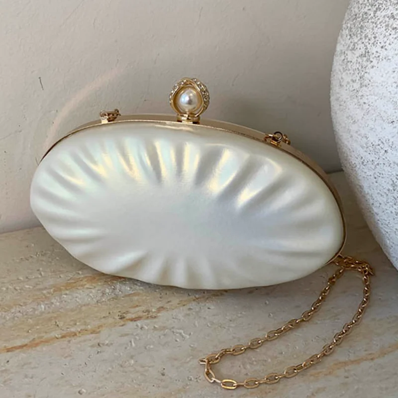 

Fashionable High-end Women Handbag Oval Shell Acrylic Versatile Chain Bag Pearl Evening Exquisite Hardware Handbag Shoulder Bag