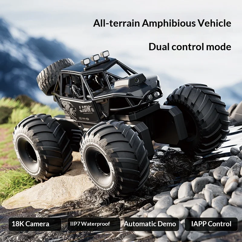 4drc y10 carro anfíbio rc 8k câmera controle de gestos controle duplo 4wd liga veículo off-road brinquedo de controle remoto para criança