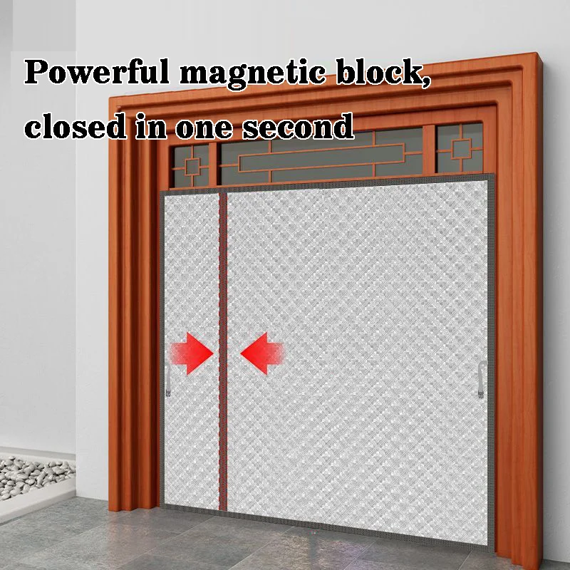 Cortina de puerta de algodón con apertura lateral de invierno, cortina protectora con succión magnética, reducción de ruido para el hogar, calidez de invierno y resistente al viento