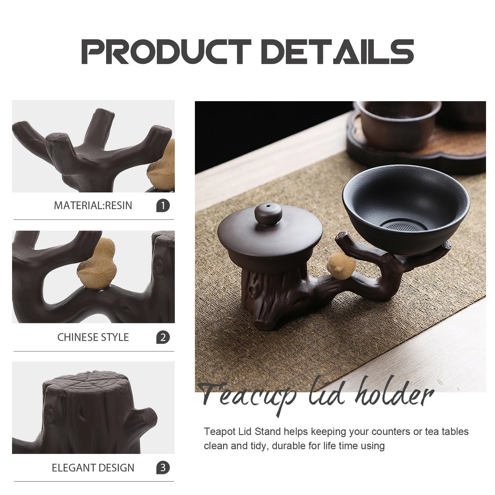 

Chinese Style Teapot Lid Holder Tea Cup Stand for Tea Ceremony Elegant Cover Storage Rack Decorative Teaware Accessory