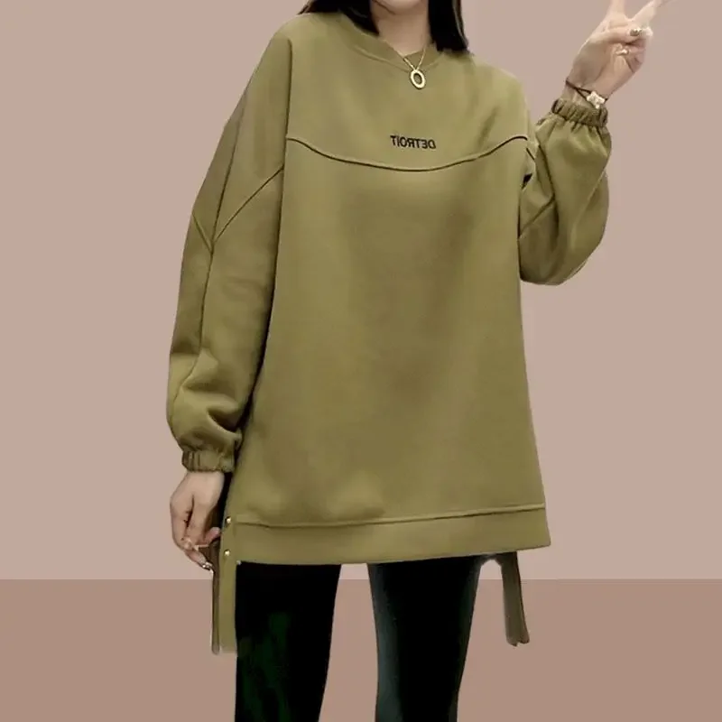 Casual Loose Pullovers Women Autumn Winter Trend Plush Thickened Pullover Coat Fashion Design Oversized Tops Y2k Clothes Woman