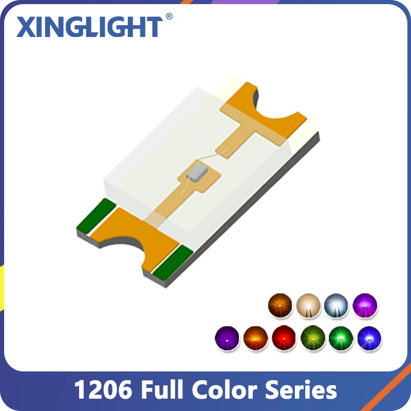 100pcs 1206 Quick Light Up SMD Led Reverse Coding Orange Yellow Red White XL-3216UWC-FB 3.2*1.6*0.9mm 2.6-3V 0.06W Diode