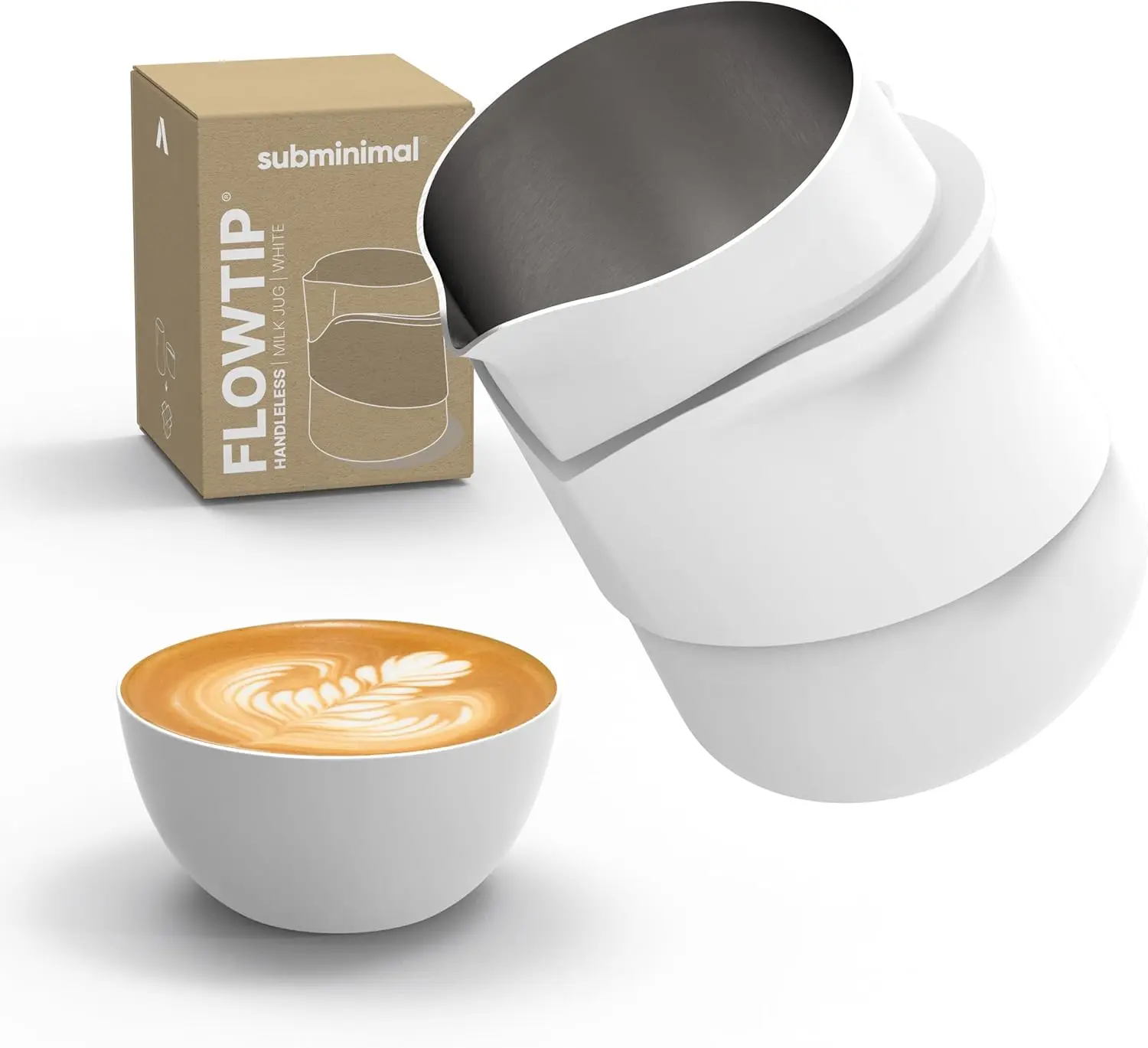 

Кувшин FlowTip без рук — плита для вспенивания молока, кувшин для пены для кофе в стиле бариста — наливание капучино и латте Art