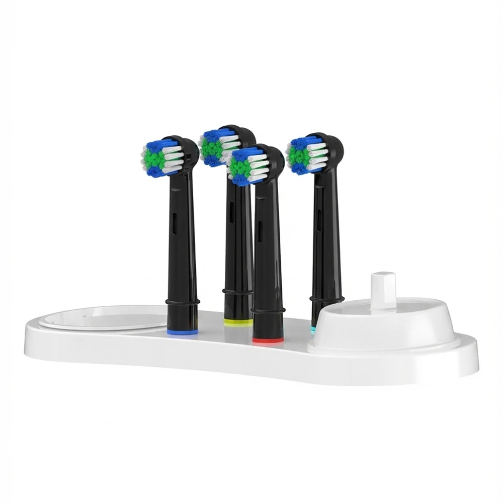 4 Pcs Replacement Brush Heads and Toothbrush Heads Holder Stand, Compatible with Oral B Electric Toothbrushes, for 1000 8850 750