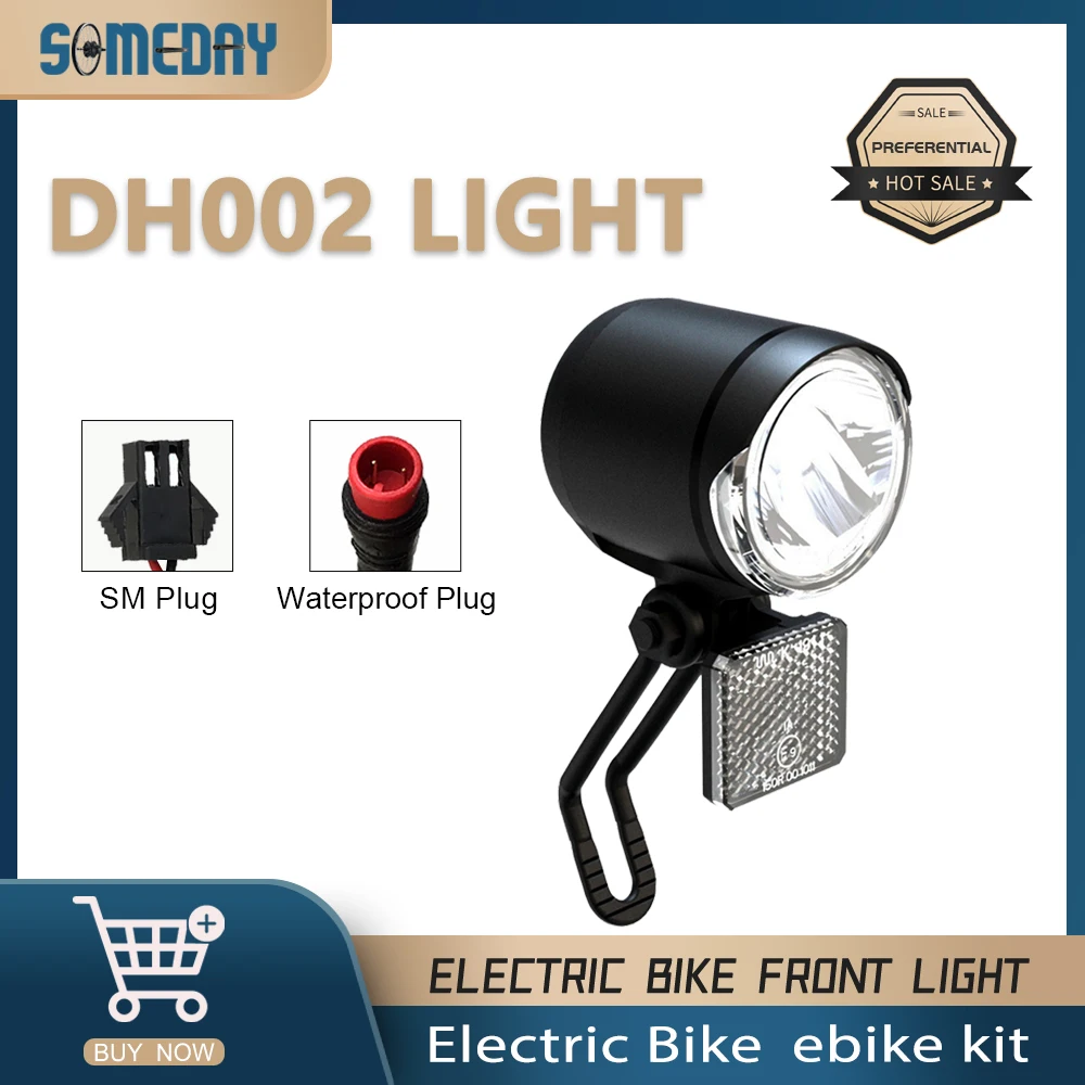 

40LUX Electric Bicycle Headlight DH002 Ebike Scooter LED Front Light 2pin SM/Waterproof Plug Front Lamp Accessories