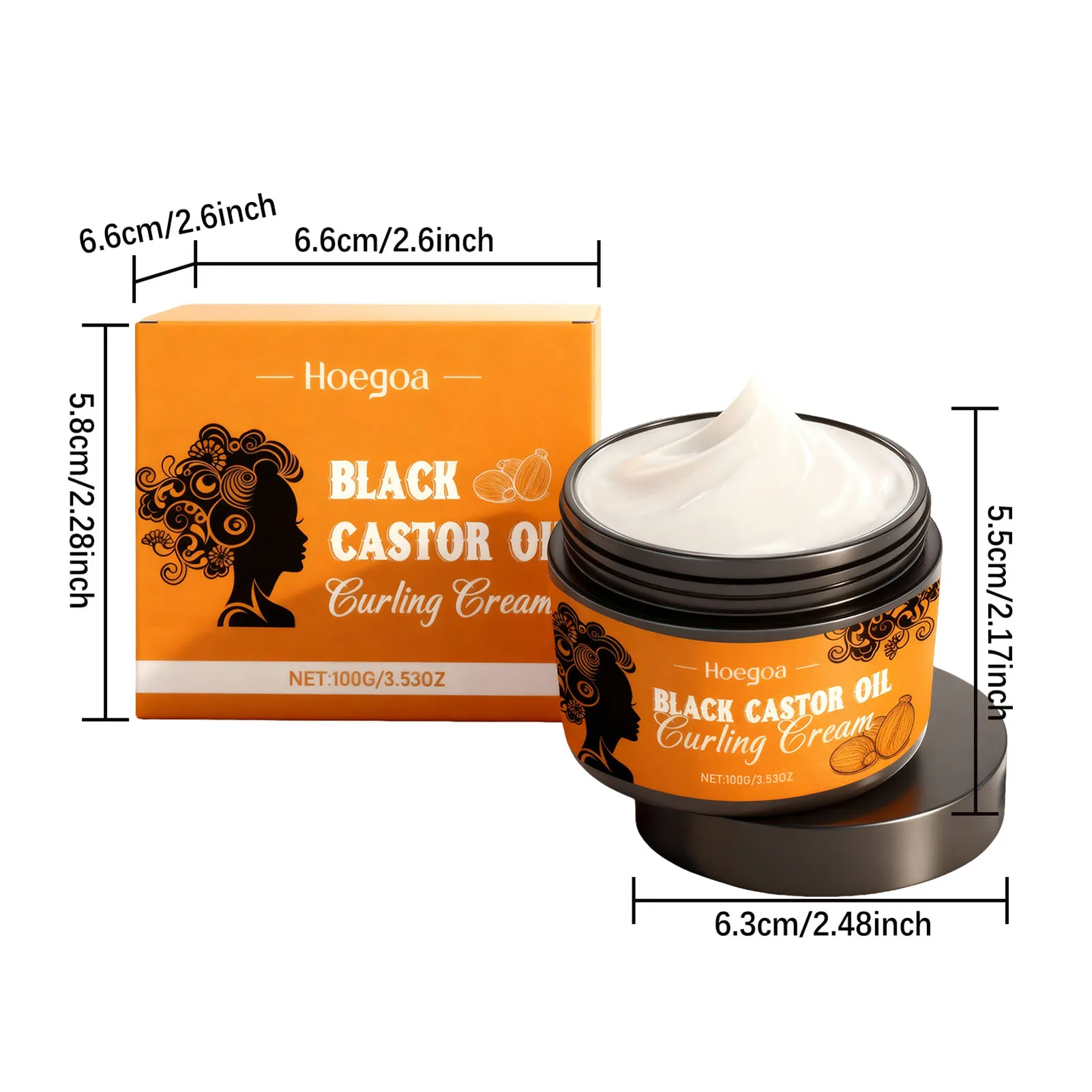 100g Black Castor Oil Curling Cream,Styling Curling Cream,Moisturizing Curl Cream For Natural Hair Definition 6