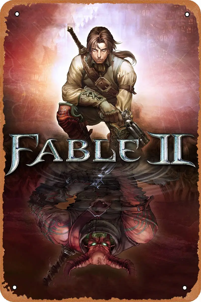 Clilsiatm Fable II Videospiel Poster Vintage Metall Zinn Zeichen 8x12 Zoll (20x30cm) Geschenk