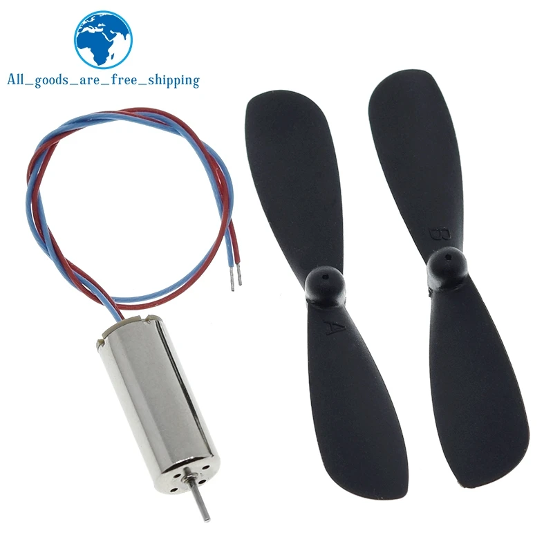 TZT 1set=2pcs DC3.7-4.2V 716 7*16MM Micro DIY Helicopter Coreless DC Motor With Propeller Great Torque High Speed Motor