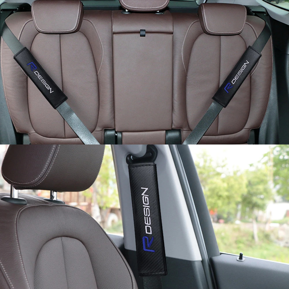 Car Carbon Fiber Seat Belt Cushion Safety Belt Shoulder Protector Pad Auto Accessories For VOLVO RDESIGN T6 AWD S40 S60 S90 XC40