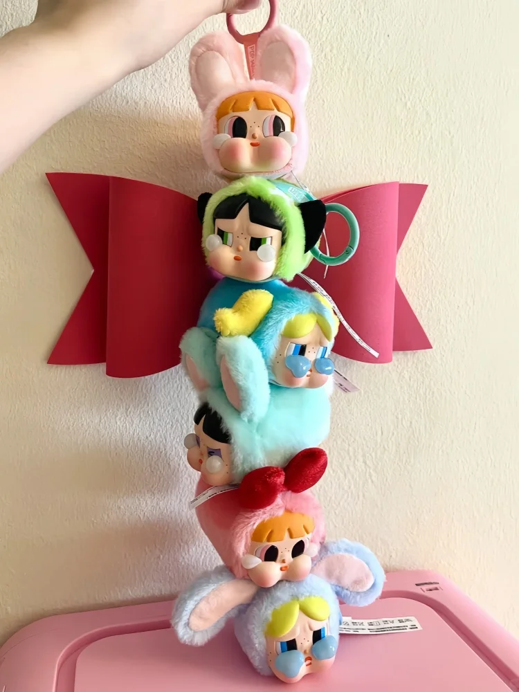 Crybaby The Powerpuff Girls Series Cry Baby Plastic Face Plush Mysterious Box Action Figures Dolls Ornament Toy Xmas Gift