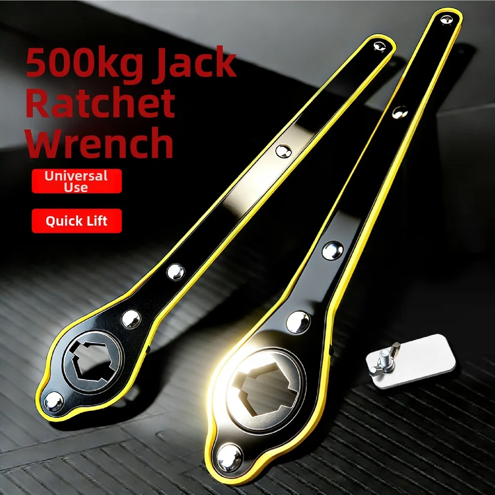Multitool Ratchet Jack Wrench Dual-sided Cross Design Quick Lift Mechanism Ratcheting System Extended Handle Leverage