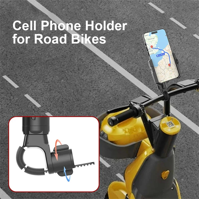 Clip per telefono per scooter per moto Supporto per telefono da ciclismo antiurto Supporto per telefono per bici girevole a 360° Supporto per staffa per moto da guida GPS