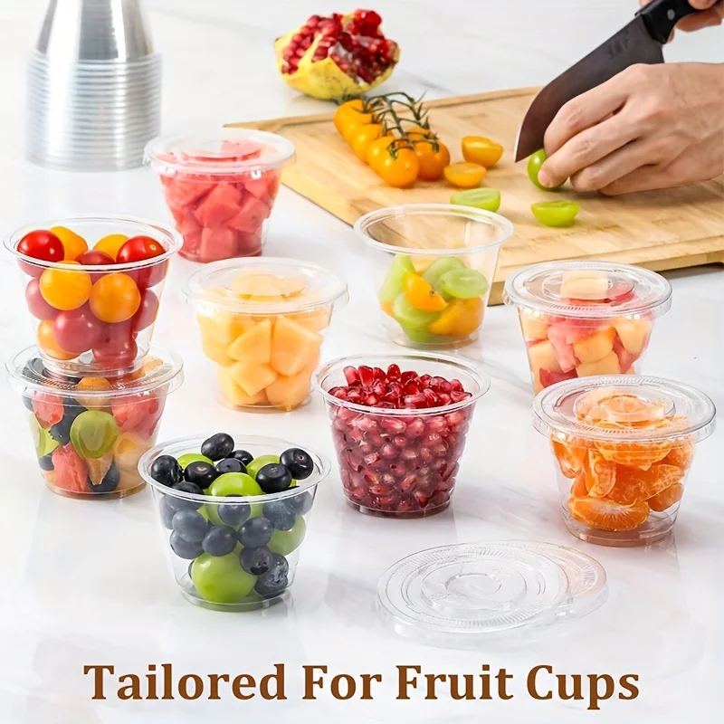 180 مللي 50/100 قطعة أكواب بلاستيكية شفافة للاستعمال مرة واحدة مع أغطية كوب بلاستك للنزهات الخارجية لحفلات الزفاف والمناسبات والحفلات #3