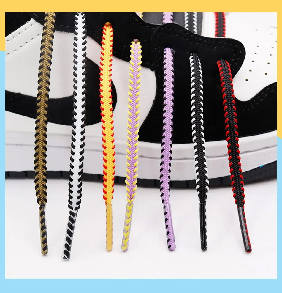 1 Paar zweifarbige modische Schnürsenkel, 6 mm breit, Sneaker, Freizeitschnürsenkel, Tennisseil, Schnürsenkel, Schuhzubehör, 100/120/140/160 cm – Detail 10
