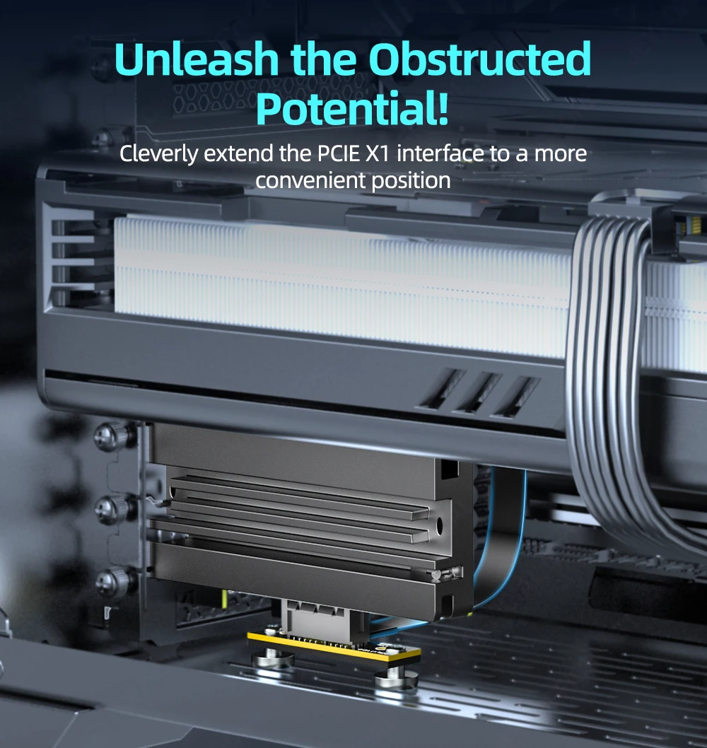 JEYI PCIe 4.0/3.0 X1 Magnetisches Fixierungs-Riser-Kabel 16 Gbit/s/8 Gbit/s – 90 ° Doppelwinkel für PCIe-WLAN-Karte, M.2-Adapter, USB-PCIe-Karte – Detail 7