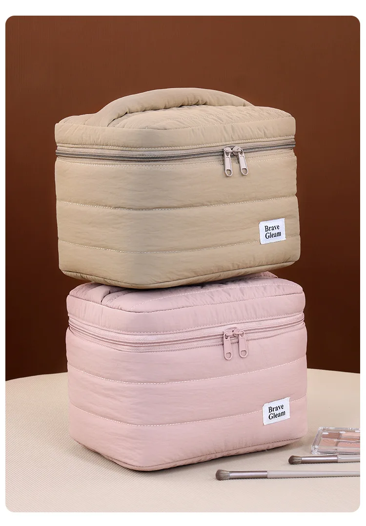 Strapazierfähige, gepolsterte Handtasche für Make-up, durchsichtiger Innentaschen-Kosmetik-Organizer für Damen, komplettes Set Beauty-Essentials – Detail 13