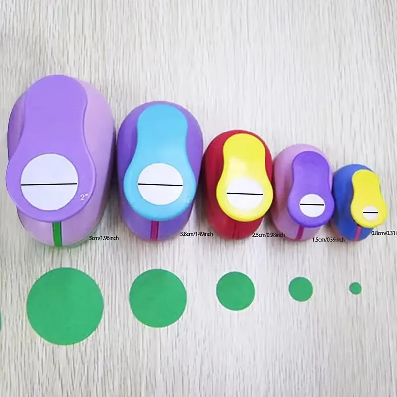 Assorted Circle Punch Set (8/16/25/38/50mm) - Vibrant Paper Craft Tool for DIY Scrapbooking & Card Making （Random Color）