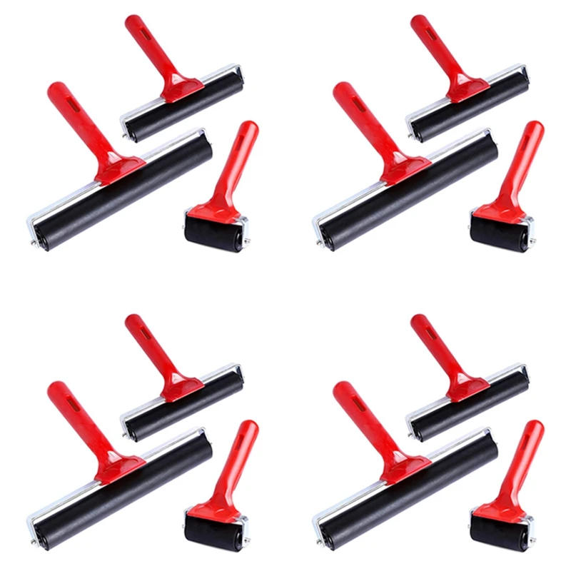 

12 Pcs Rubber Roller Rubber Brayer Glue Roller Tools For Printmaking Stamping Wallpaper Gluing Application 6/10/20 Cm